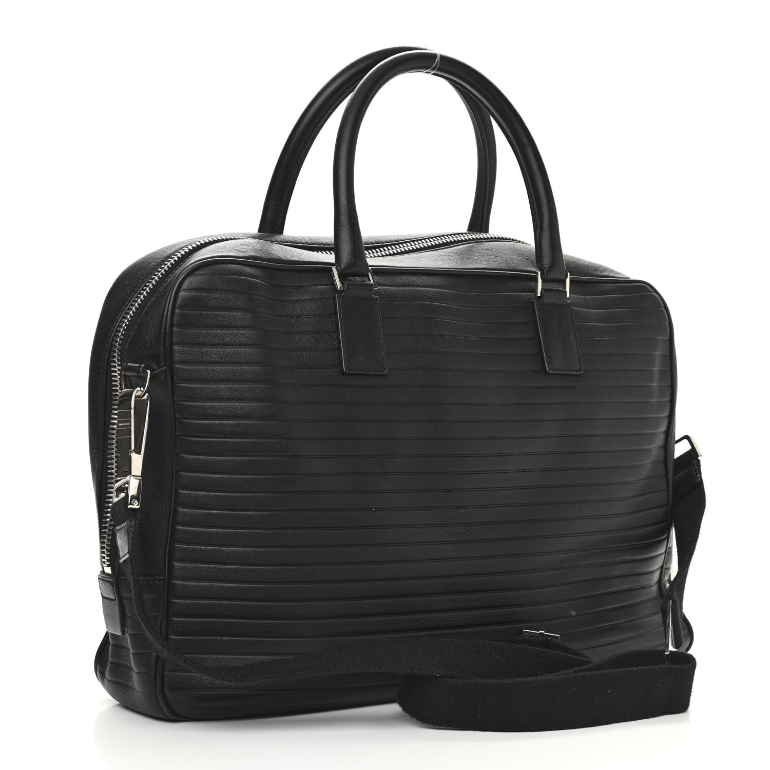 Christian Dior HOMME Calfskin Ribbed Briefcase Black 2 of 11