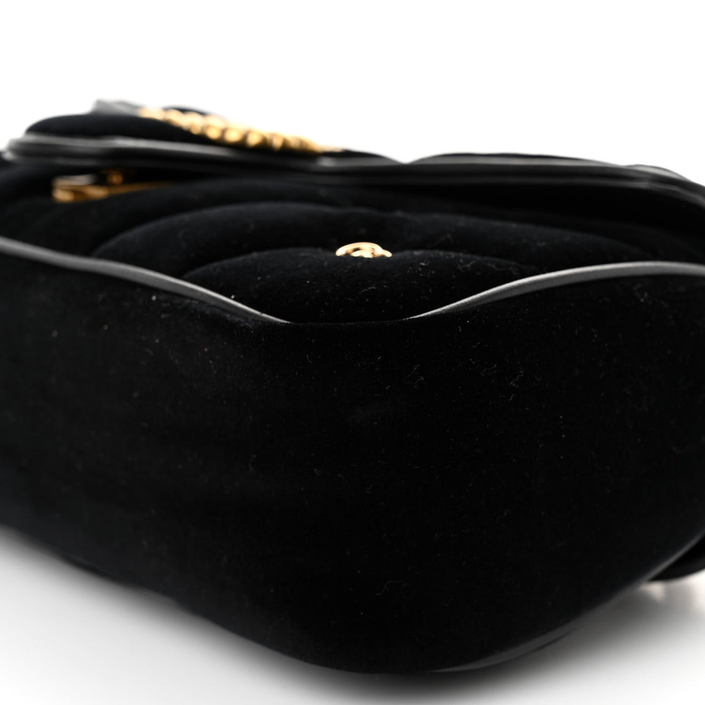 Velvet Matelasse Double G Studs Small Torchon GG Marmont Shoulder Bag Black