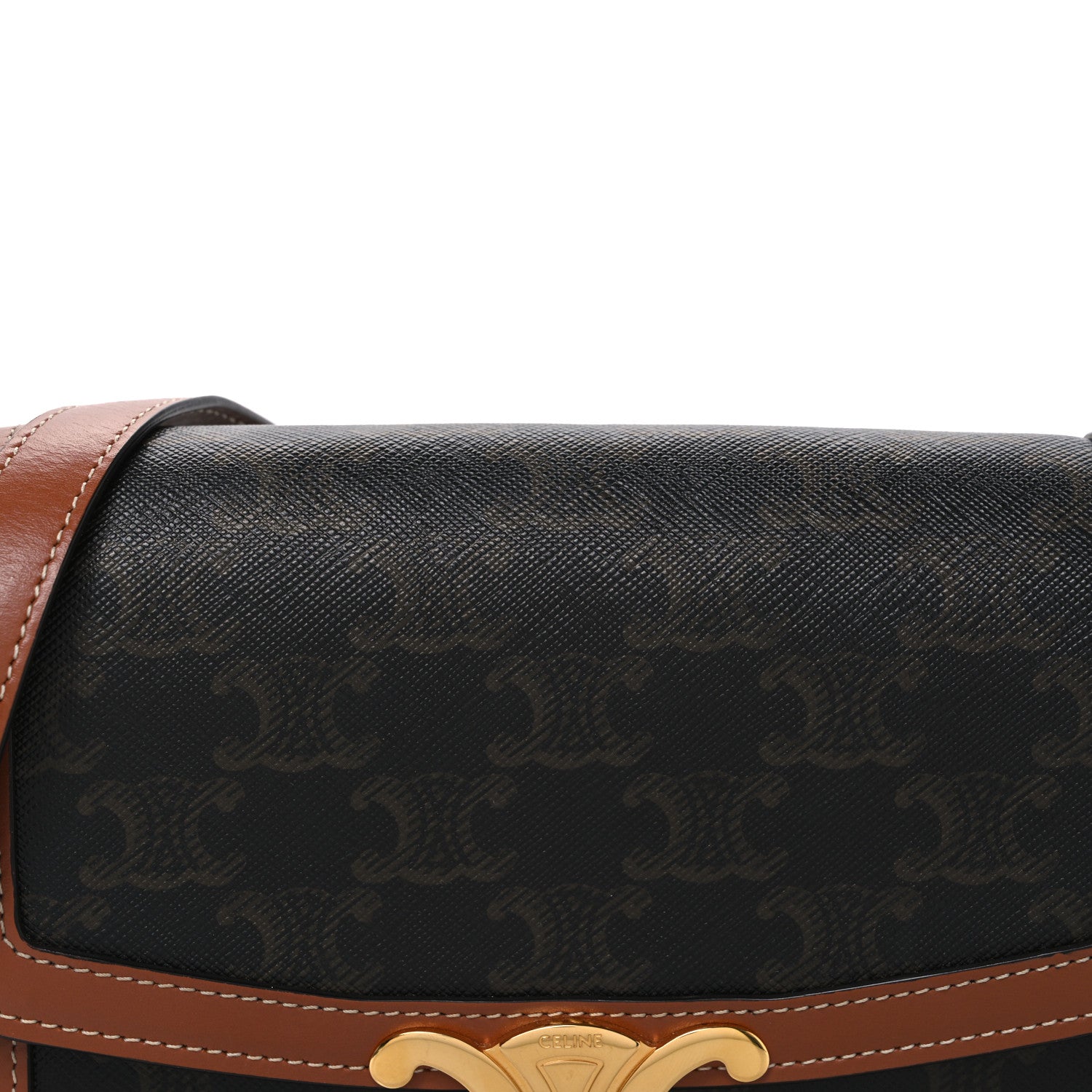 Celine Calfskin Triomphe Canvas Teen Triomphe Bag Tan 9 of 12