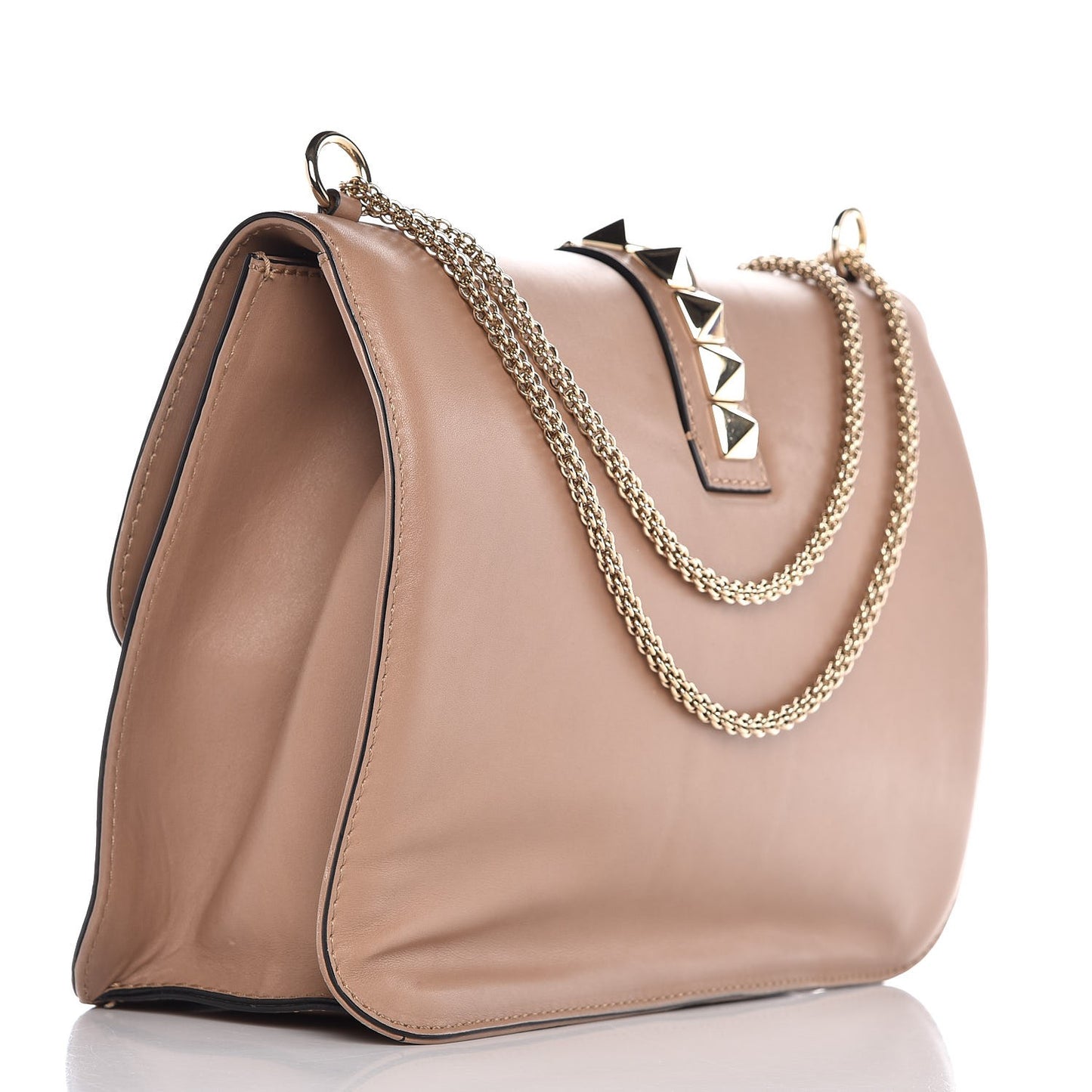 Vitello Large Glam Lock Rockstud Flap Poudre