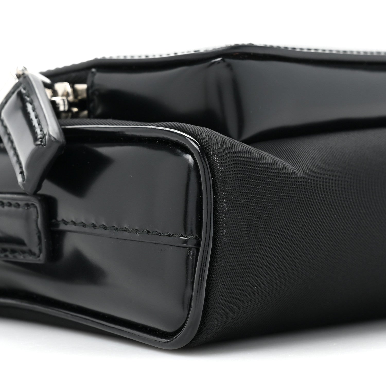 Prada Re-Nylon Tessuto Brushed Calfskin Crossbody Black 9 of 9