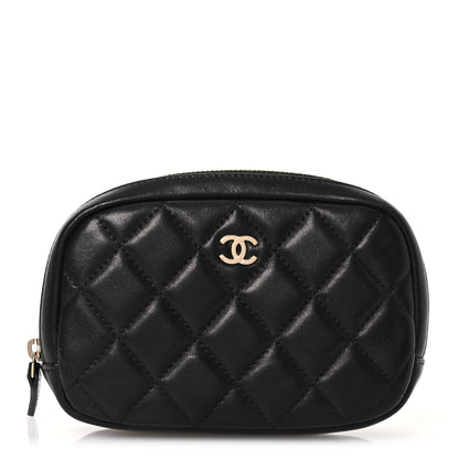 Chanel Lambskin Quilted Small Curvy Pouch Cosmetic Case Black 1 of 11