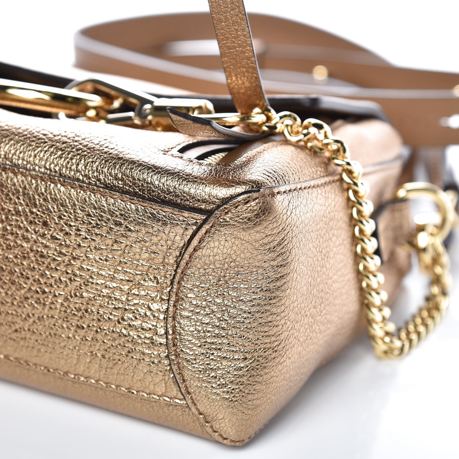 Chloe Metallic Calfskin Mini Faye Day Shoulder Bag Gold 9 of 9