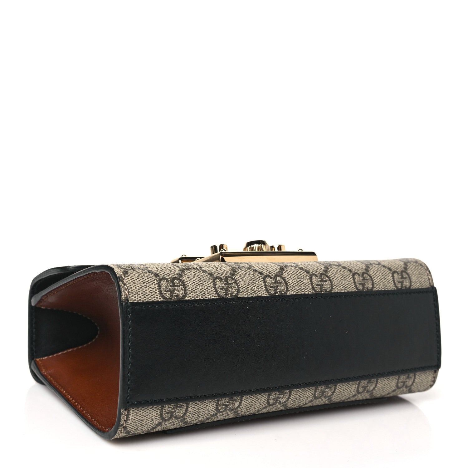 Gucci GG Supreme Monogram Calfskin Small Padlock Shoulder Bag Beige Black Cuir 4 of 10