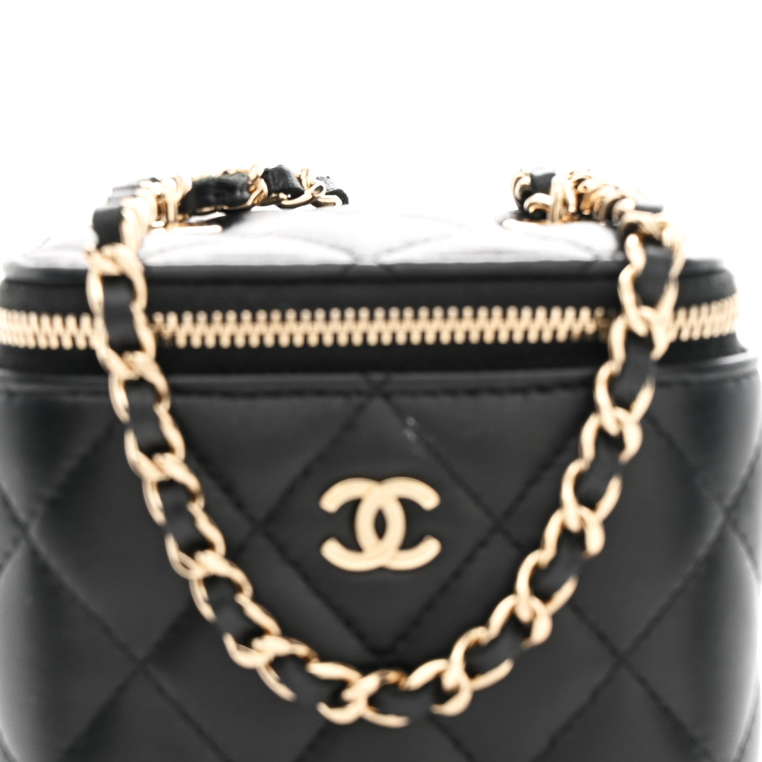 Chanel Lambskin Quilted Mini Vanity Case With Chain Black 8 of 10