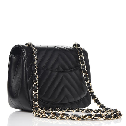 Chanel Lambskin Chevron Quilted Mini Square Flap Black 3 of 8