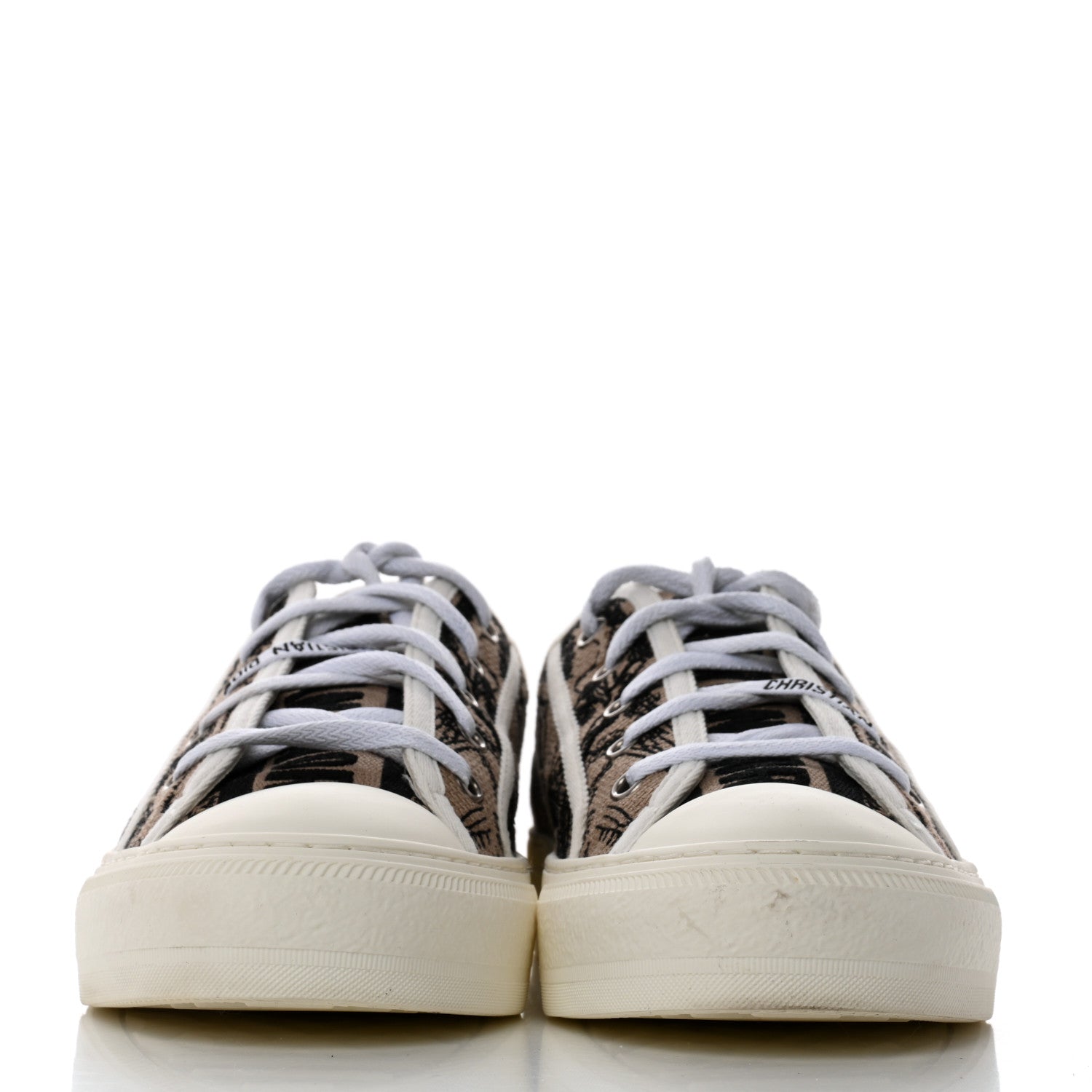 Christian Dior Canvas Toile De Jouy Embroidered Womens Walk'N'Dior Low Top Sneakers 40.5 Hazelnut Black 2 of 8