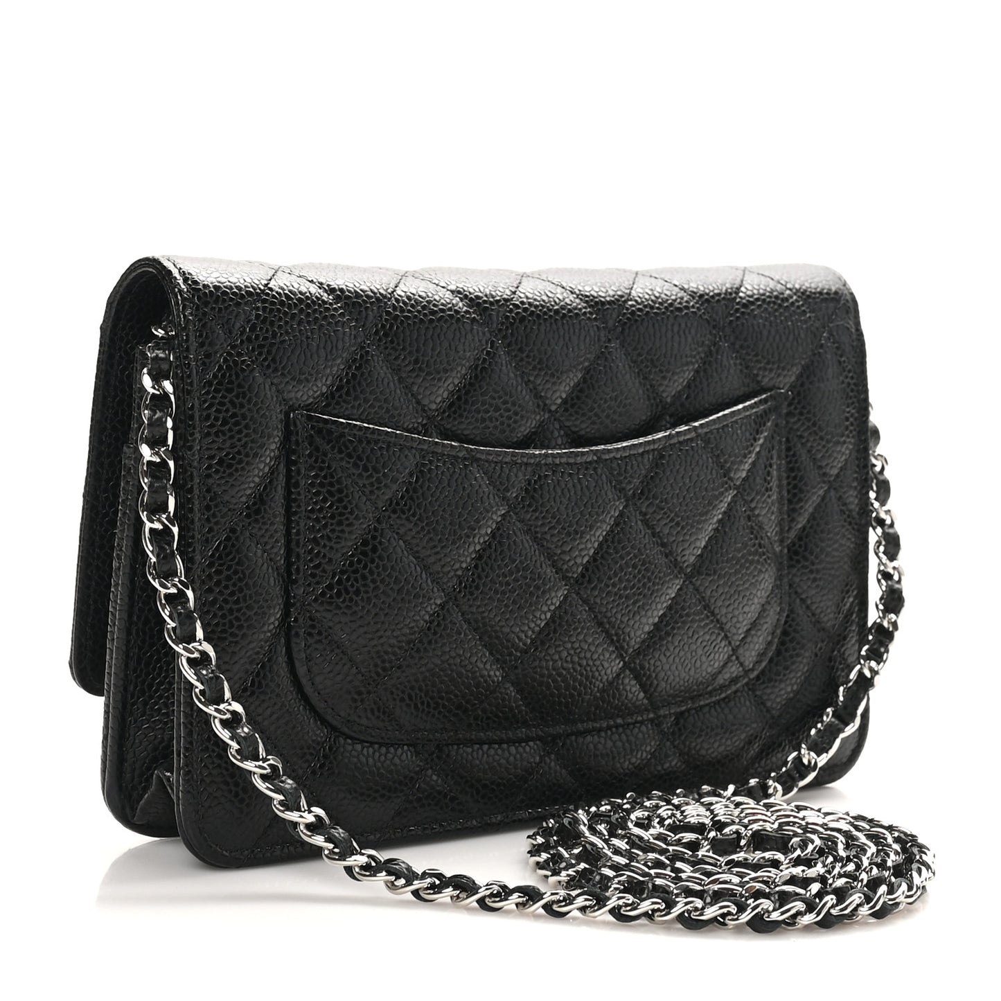 Caviar Quilted Wallet on Chain WOC Black