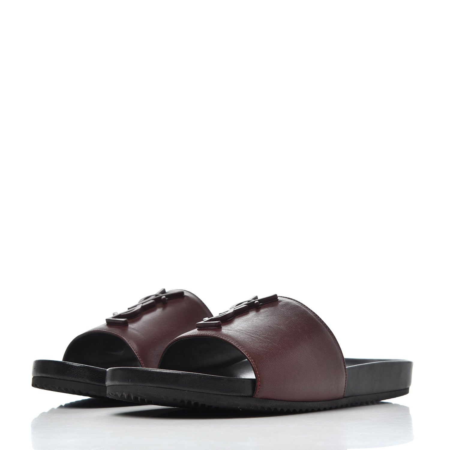 Saint Laurent Lambskin Joan Slide Sandals size 39 in Burgundy 3 of 20