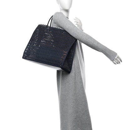 Alaia Denim Laser Cut Garance Tote Blue 2 of 14