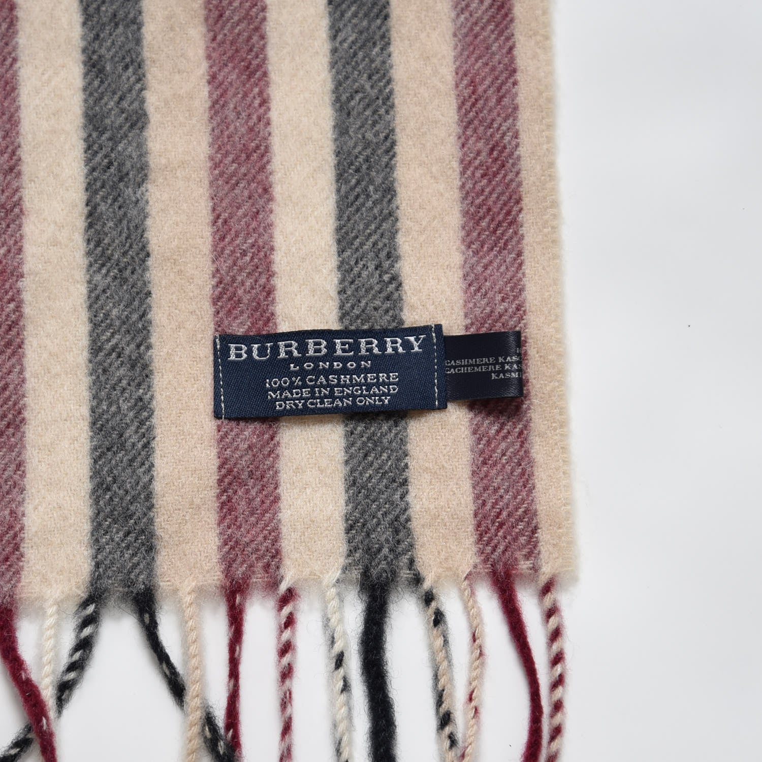 Burberry Cashmere Stripe Scarf Beige 4 of 4