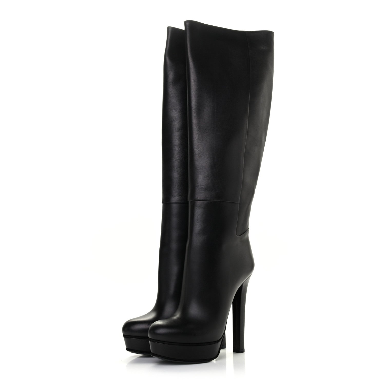 Gucci Calfskin Alexa Knee High Platform Boots 35 Black 3 of 7