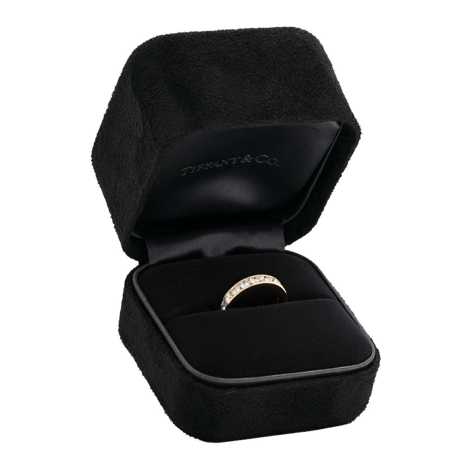 Tiffany 18K Yellow Gold Diamond 4mm Channel Set Band Ring 46 3.75 6 of 6