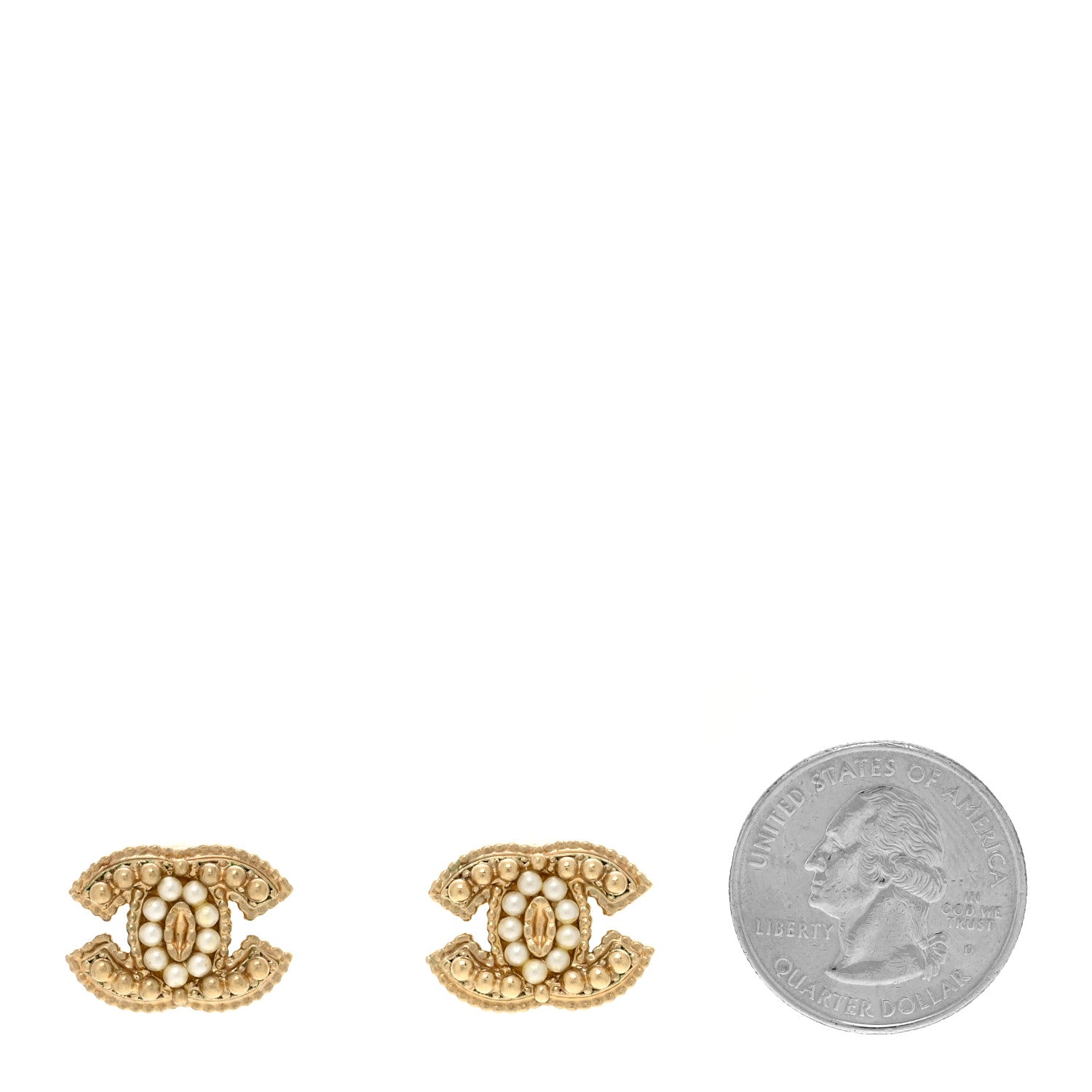 Chanel Metal Pearl CC Earrings Gold 2 of 4