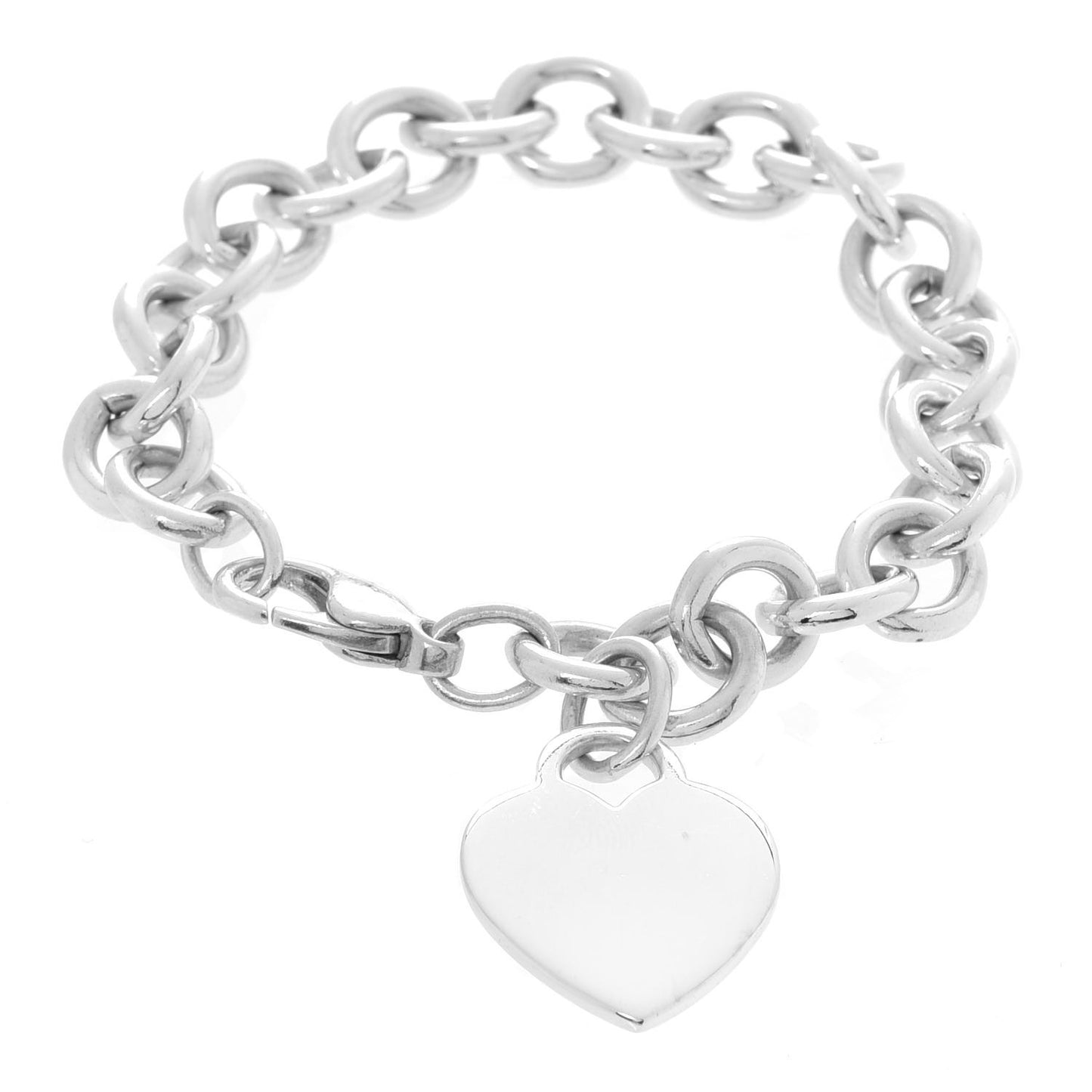 Sterling Silver Heart Tag Charm Bracelet