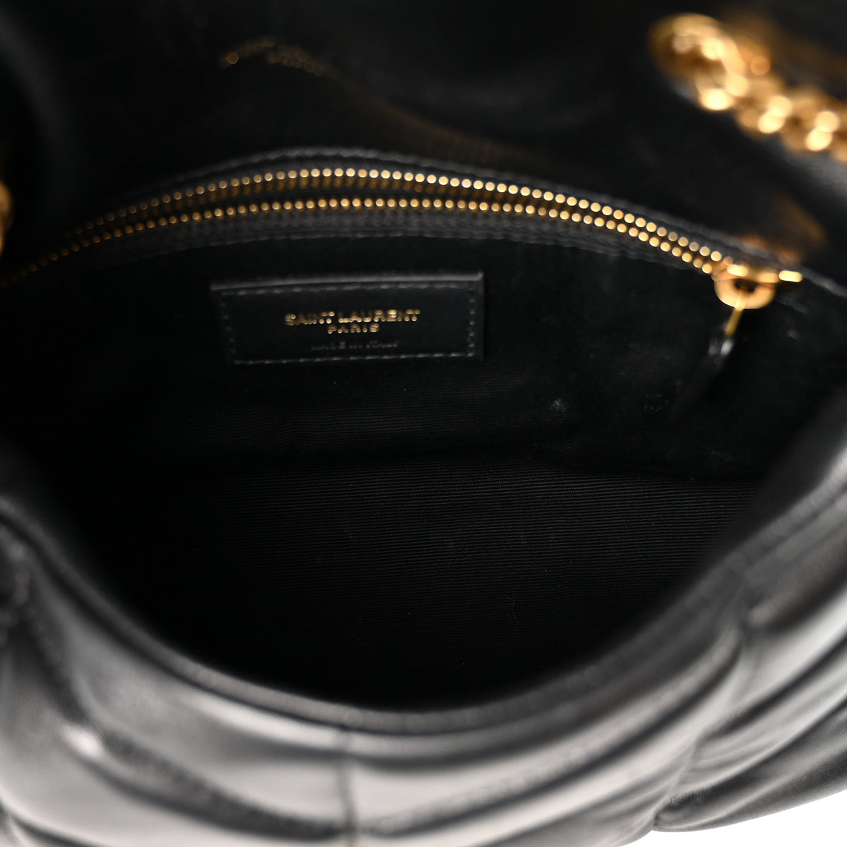 Lambskin Quilted Toy Loulou Puffer Monogram Chain Satchel Black