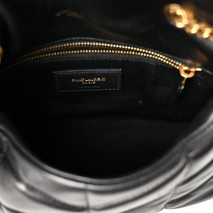Saint Laurent Lambskin Quilted Toy Loulou Puffer Monogram Chain Satchel Black 4 of 9