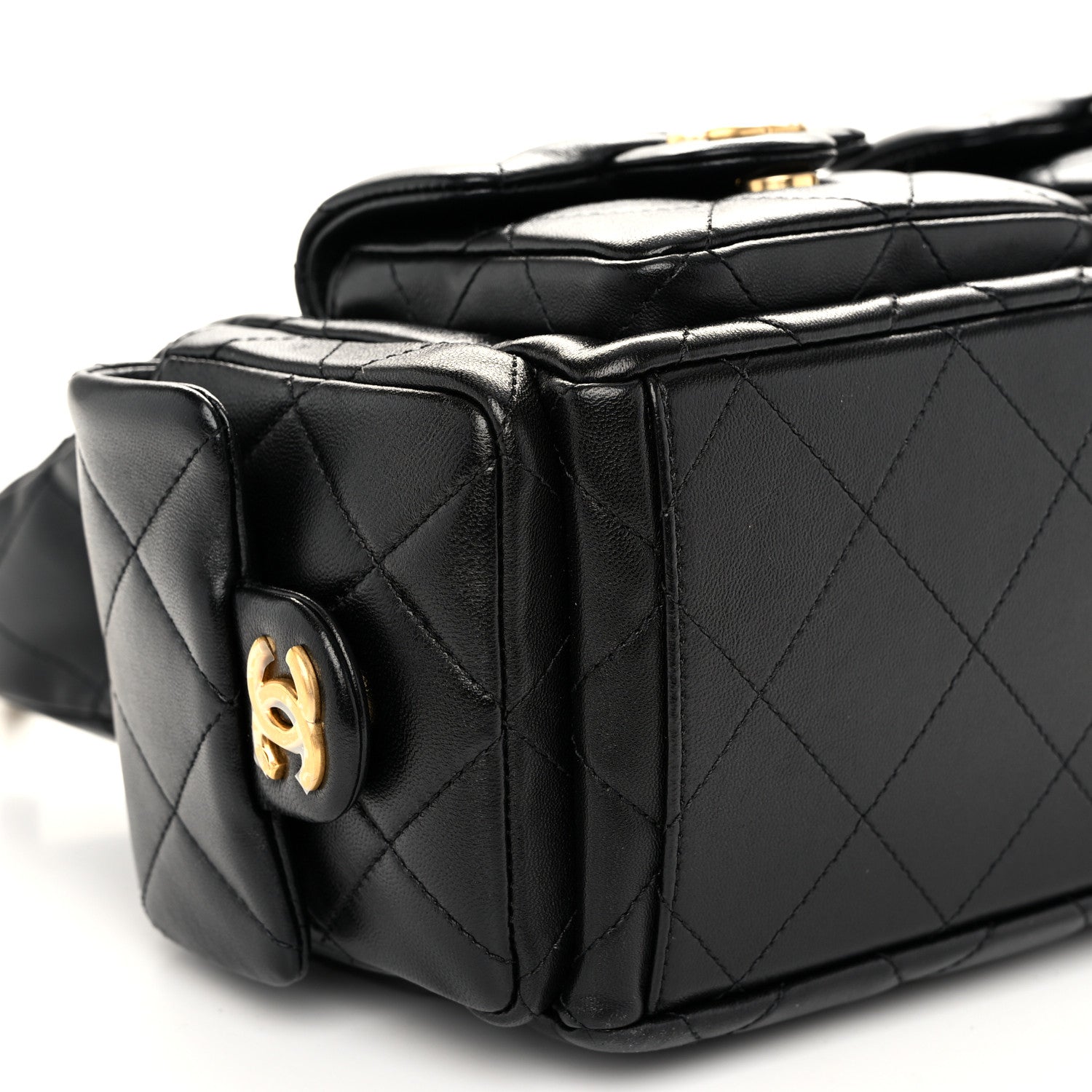 Chanel Shiny Lambskin Quilted Trendy Pockets Hobo Black 10 of 12