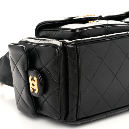 Chanel Shiny Lambskin Quilted Trendy Pockets Hobo Black 10 of 12