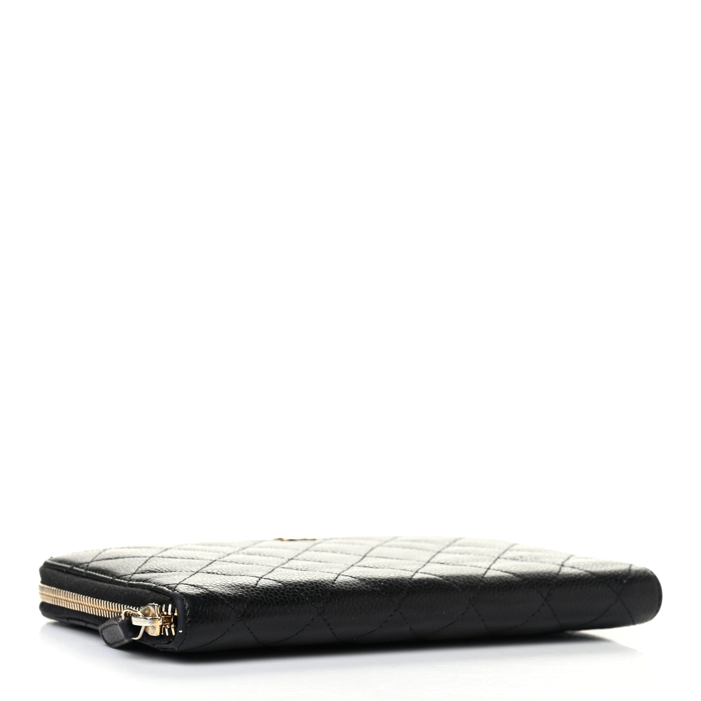 Caviar Quilted Large Zip Around Organizer Wallet Black