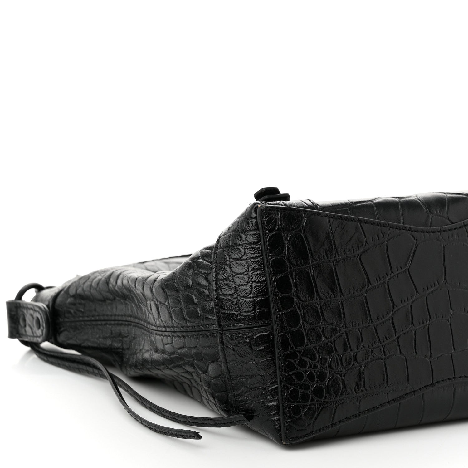 Balenciaga Extra Supple Calfskin Crocodile Embossed Neo Classic Hardware Hobo XS Black 8 of 9