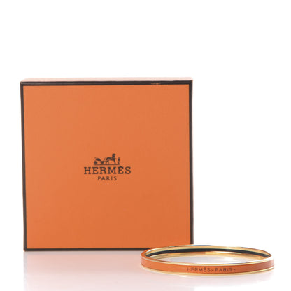 Hermes Enamel Printed Extra Narrow Plain Bracelet 65 Orange 5 of 5