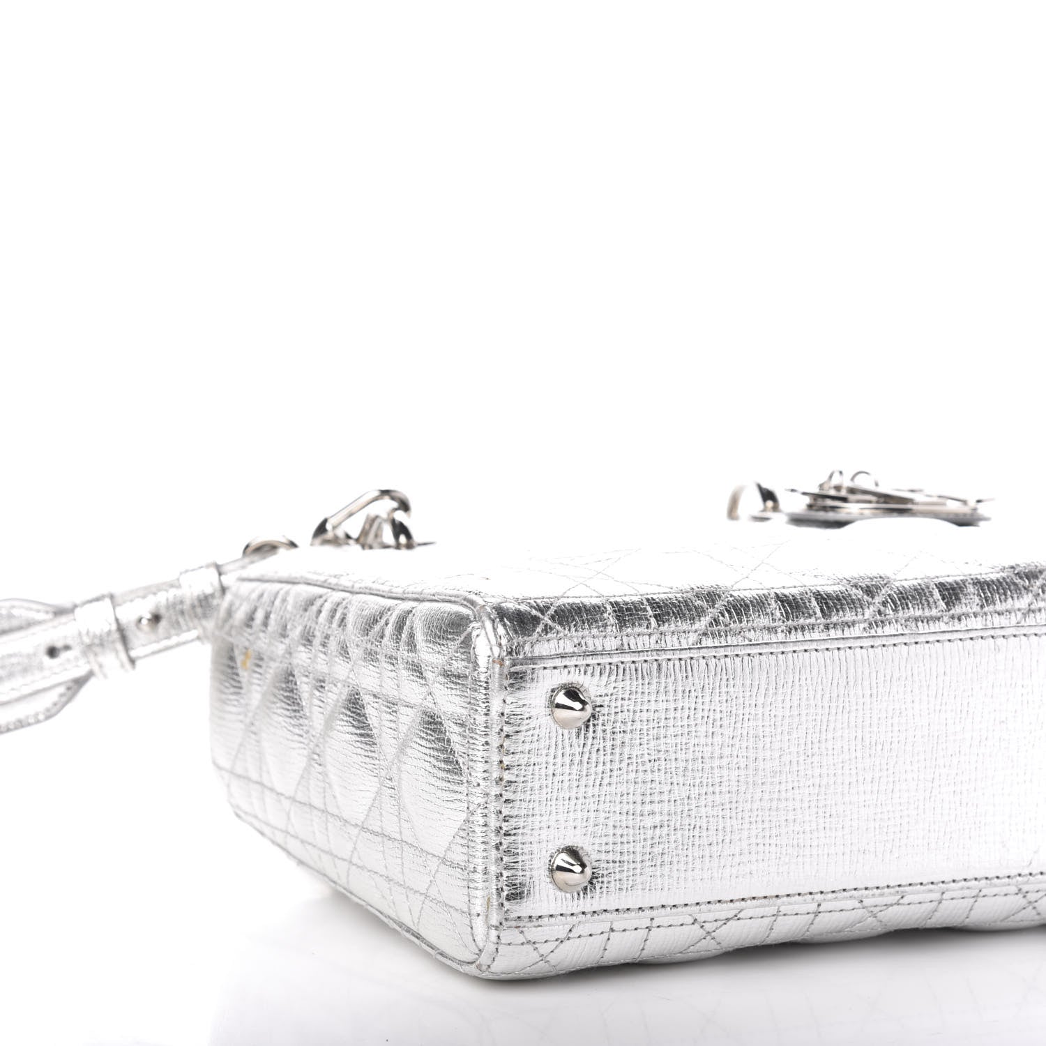 Christian Dior Metallic Grained Calfskin Cannage Small Lucky Badges My Lady Dior Silver 8 of 14