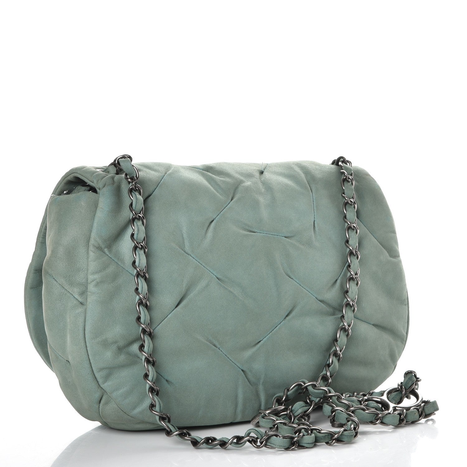 Chanel Iridescent Calfskin Glint Flap Green 3 of 8