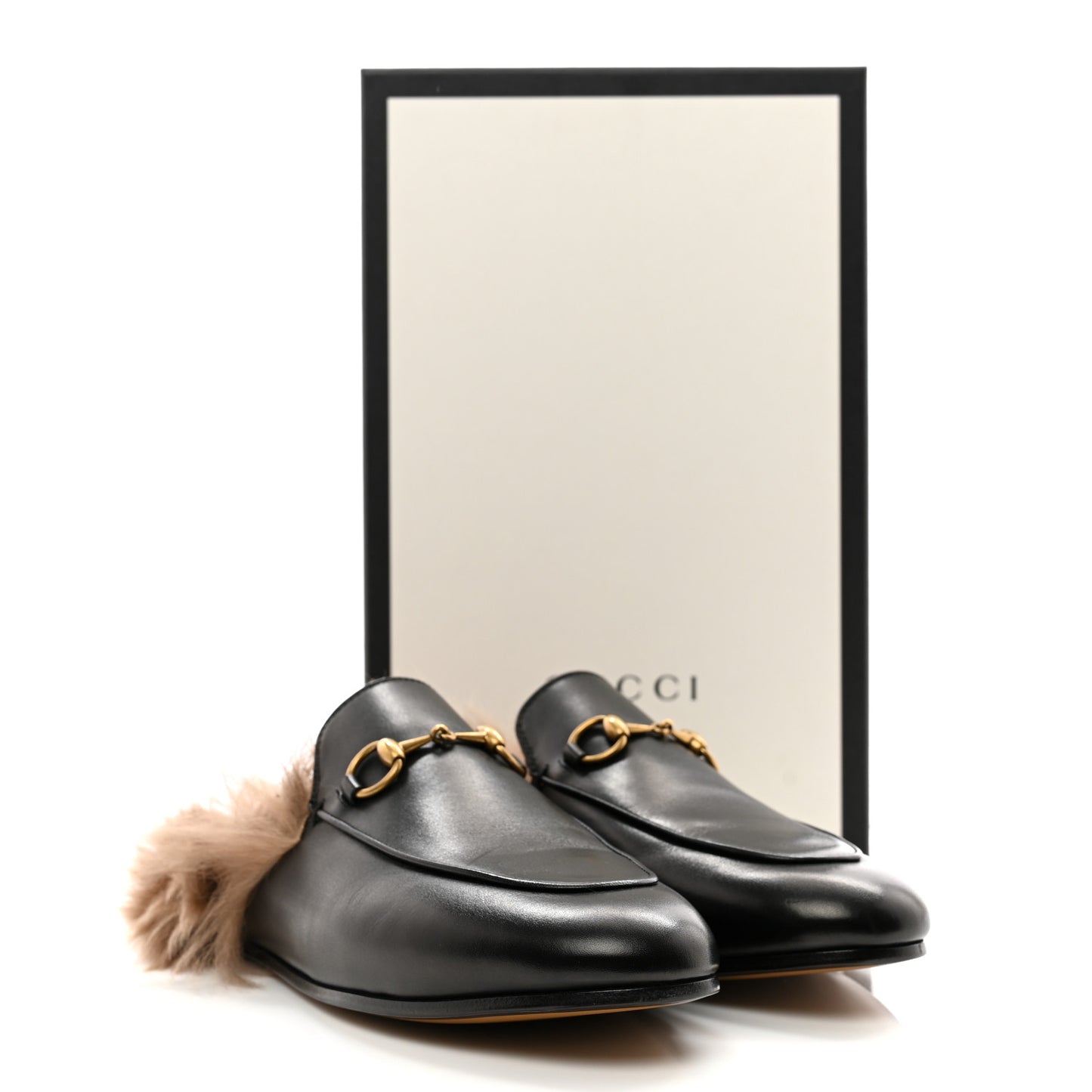 Calfskin Fur Womens Princetown Slippers 37 Black
