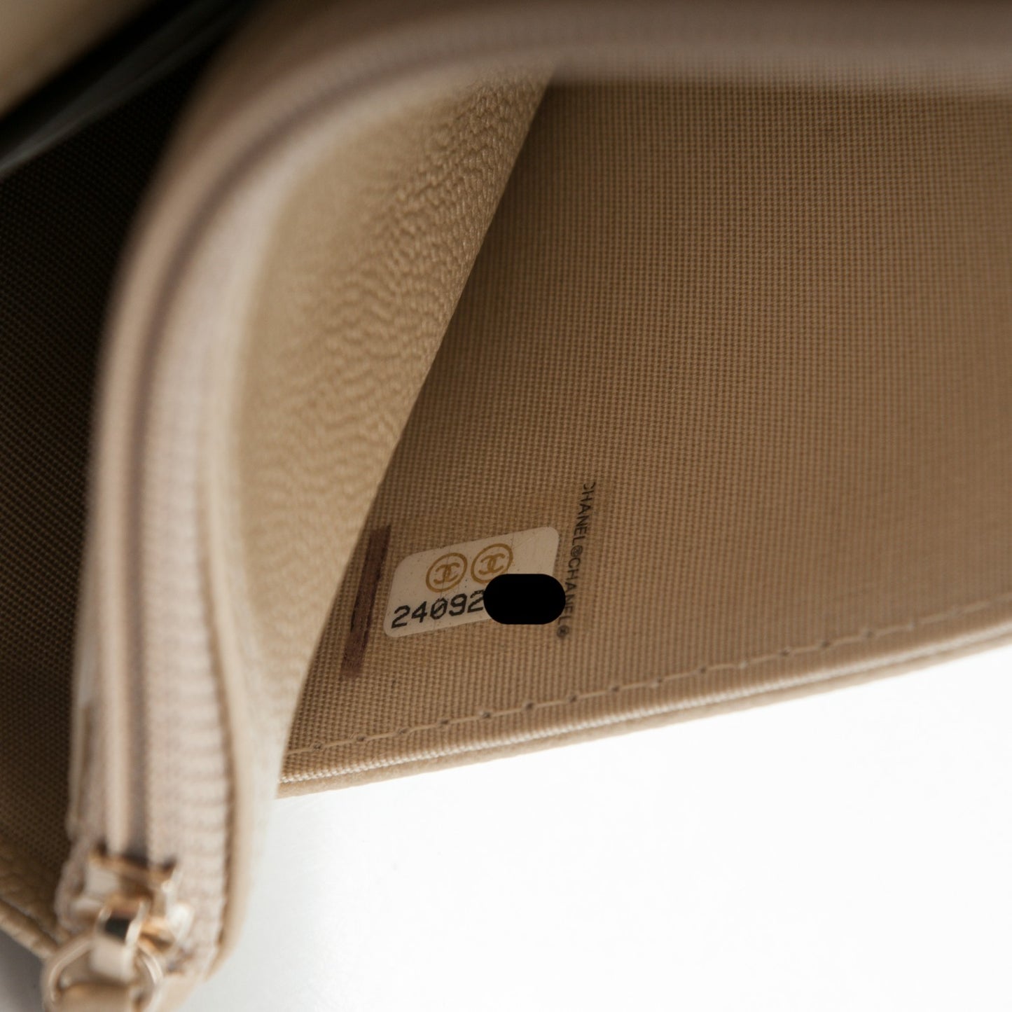 Caviar Quilted Boy Wallet On Chain WOC Light Gold