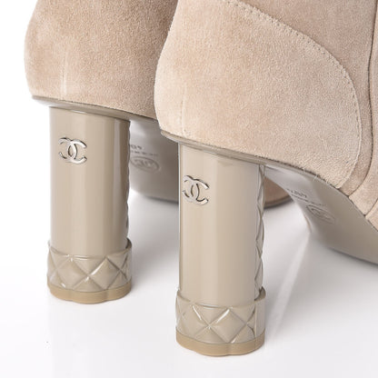 Chanel Suede Calfskin High Boots 40.5 Light Beige 6 of 10