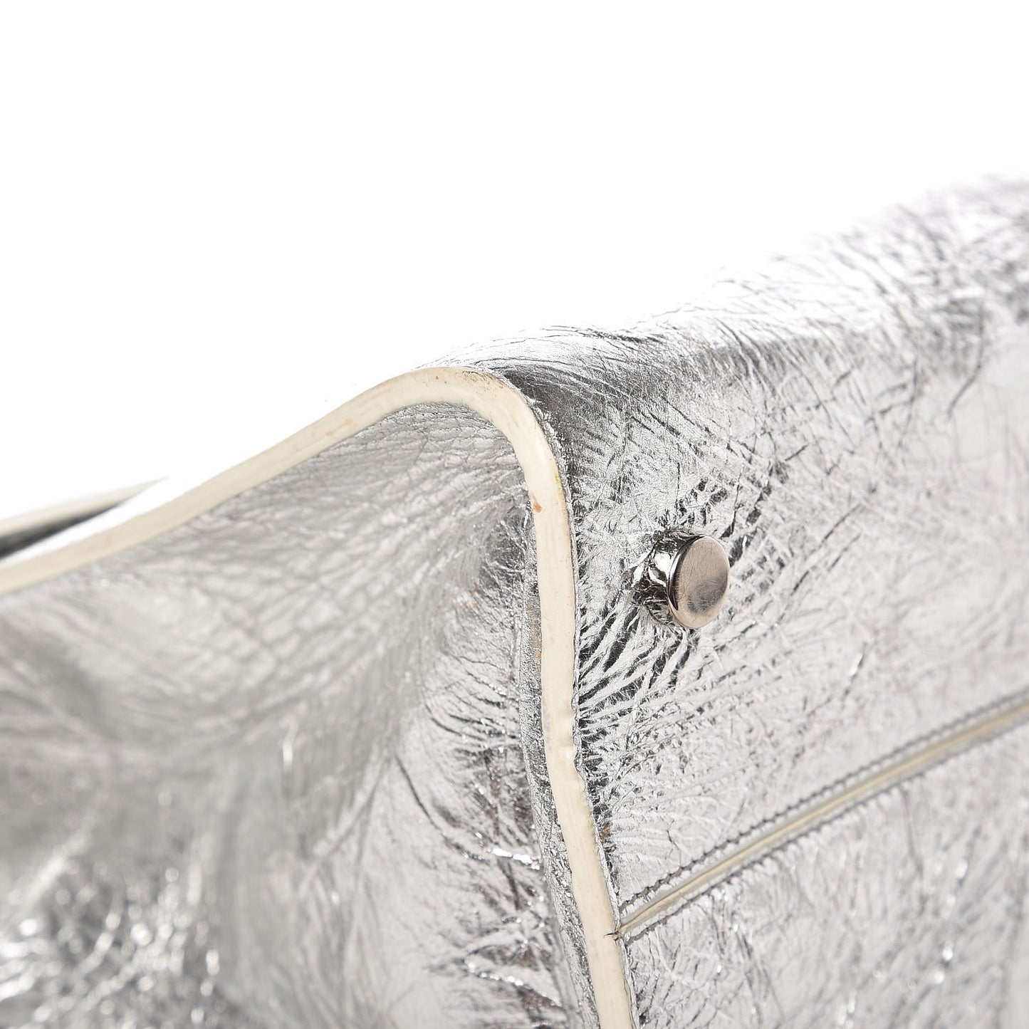 Metallic Calfskin Medium Diorever Flap Silver