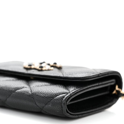 Chanel Caviar Quilted Coco Candy Card Holder On Chain Black 11 of 12