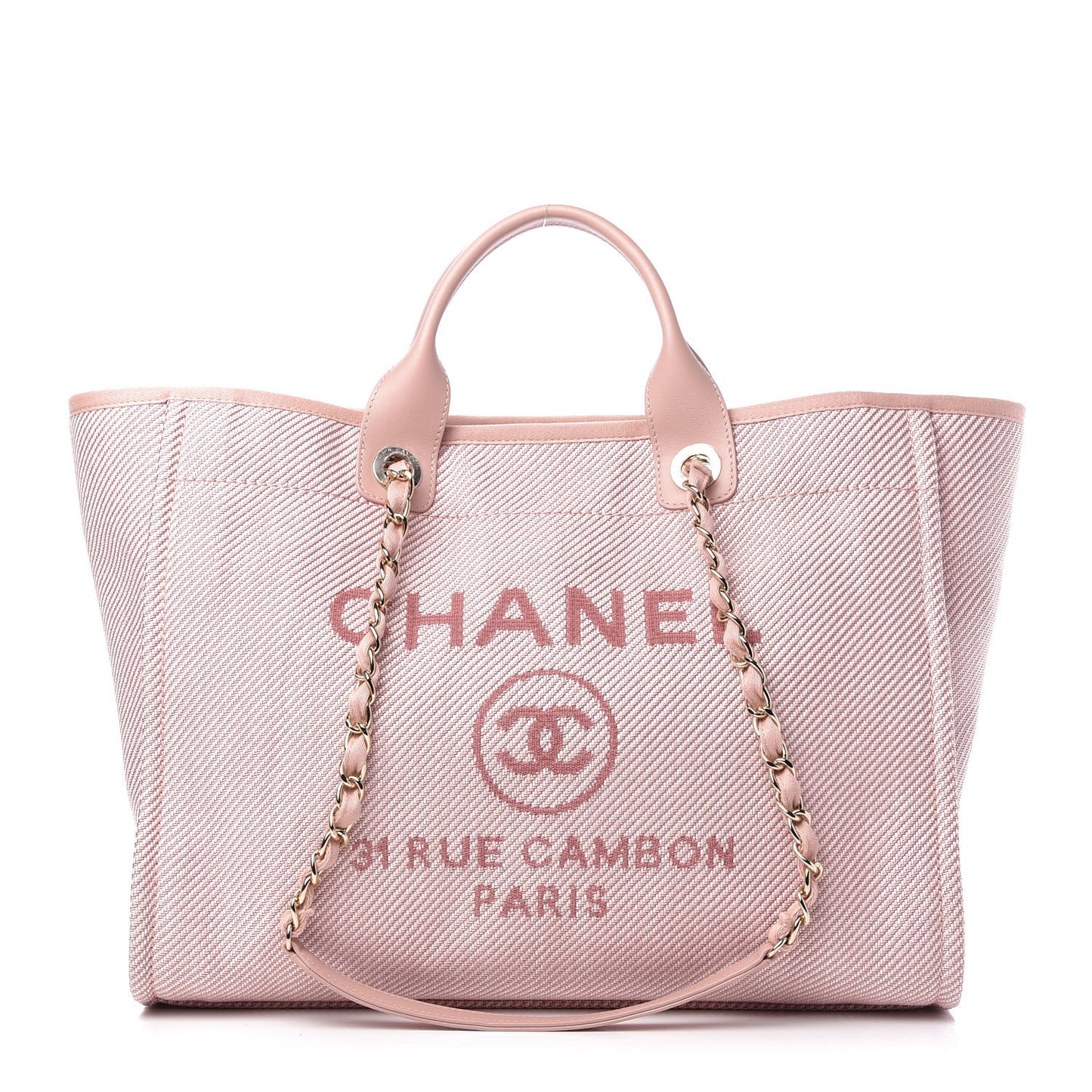 Mixed Fibers Calfskin Medium Deauville Tote Pink
