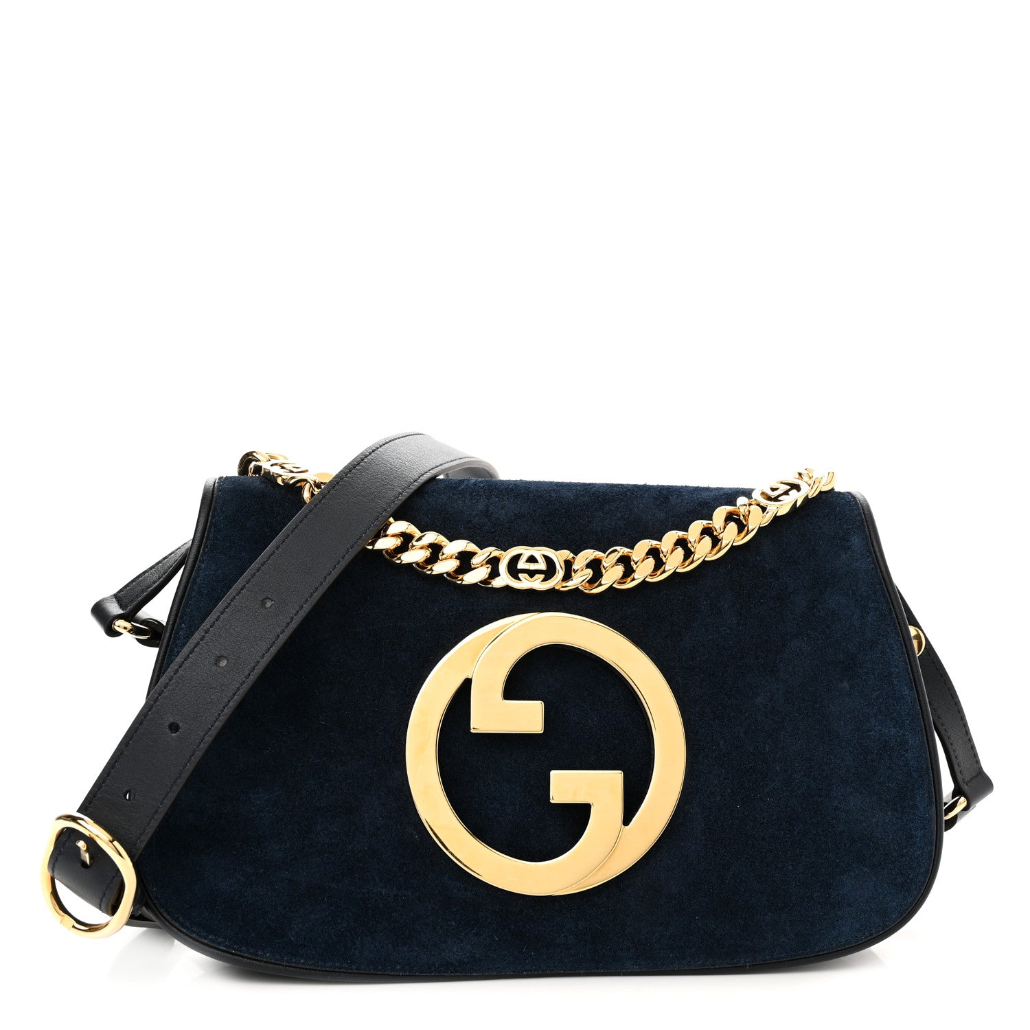 Gucci Suede Talco Roxy Calfskin Blondie Chain Shoulder Flap Bag Blondie Blue 1 of 12