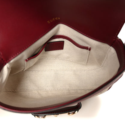 Gucci GG Supreme Monogram Horsebit 1955 Soft Small Shoulder Bag Beige Ebony Rosso Ancora 5 of 12