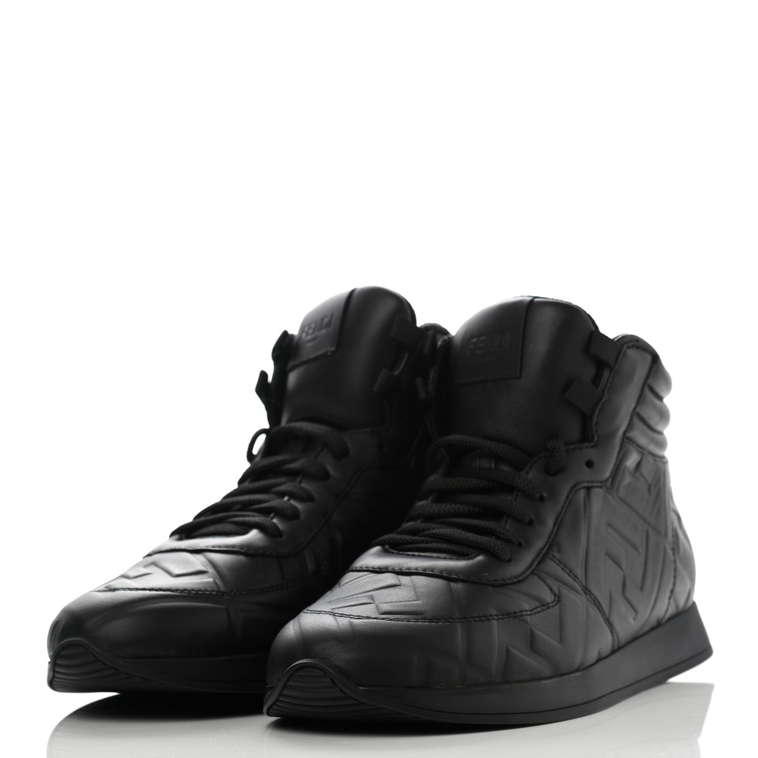 Fendi Nappa Macro FF Embossed High Top Sneakers 37 Black 3 of 9