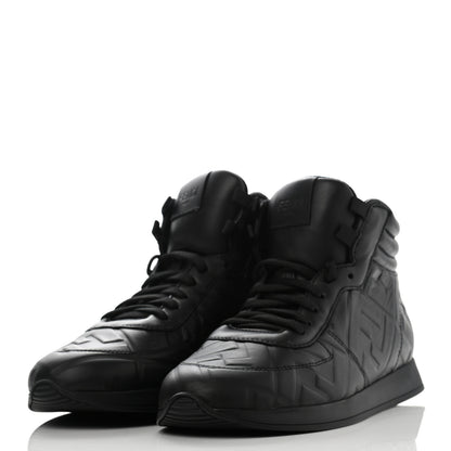 Fendi Nappa Macro FF Embossed High Top Sneakers 37 Black 3 of 9
