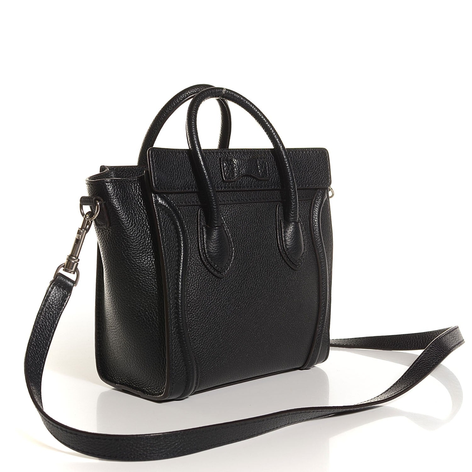 Celine Drummed Calfskin Nano Luggage Black 3 of 7