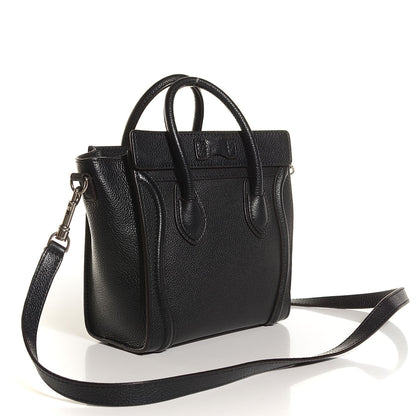Celine Drummed Calfskin Nano Luggage Black 3 of 7