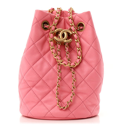 Chanel Lambskin Quilted Pearl Crush Drawstring Bag Pink 1 of 11