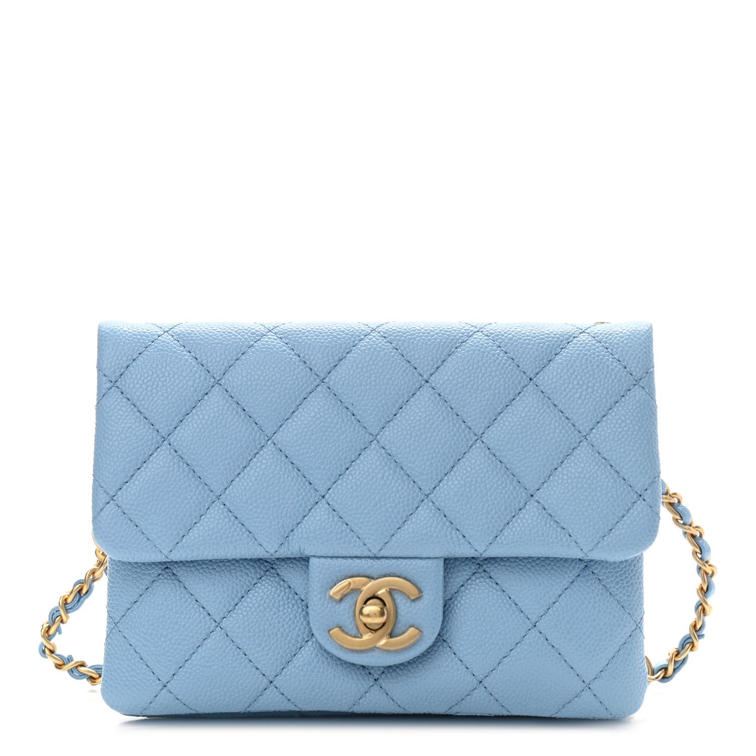 Chanel Shiny Caviar Pick Me Up Flap Belt Bag Light Blue 1 of 12