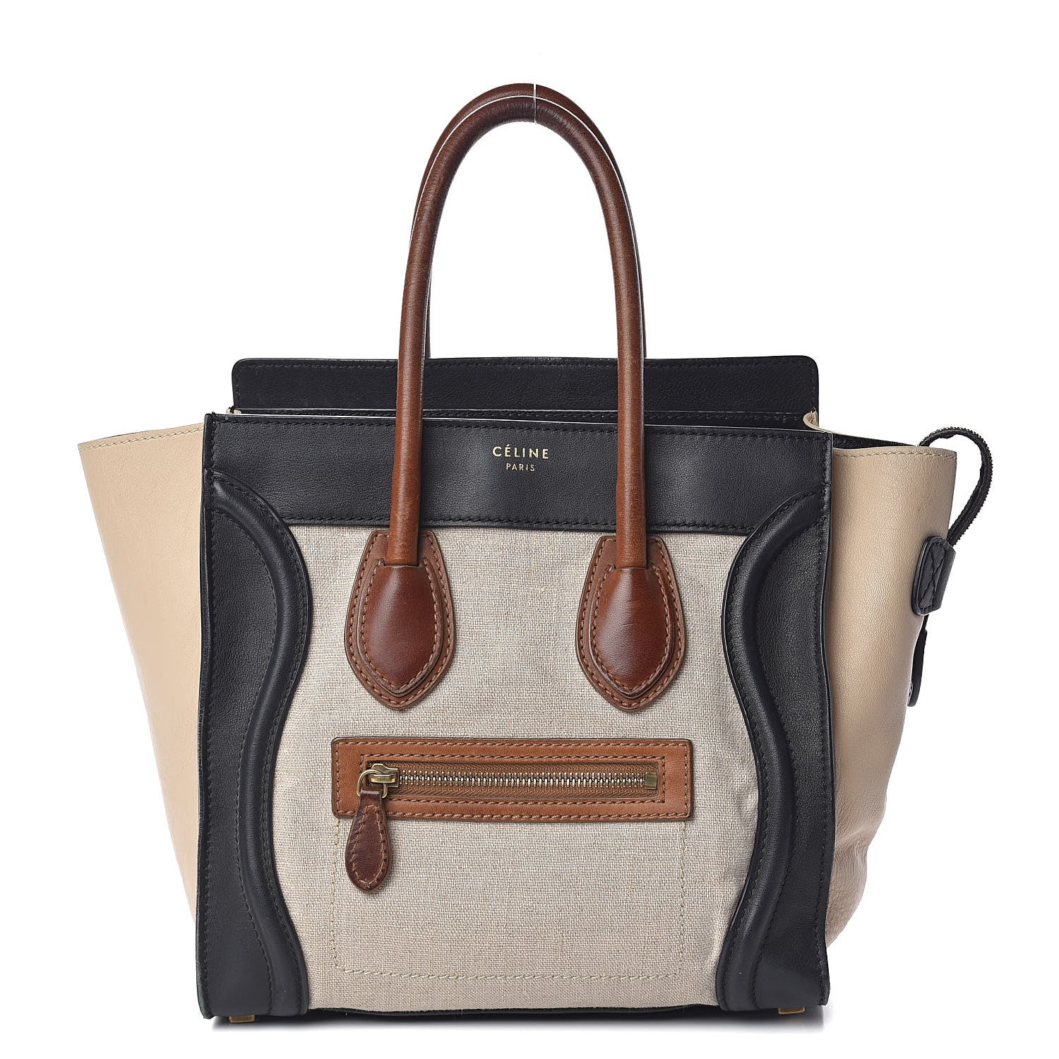 Celine Calfskin Linen Micro Tri-Color Luggage Beige 1 of 24