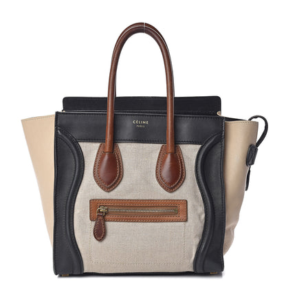 Celine Calfskin Linen Micro Tri-Color Luggage Beige 1 of 24