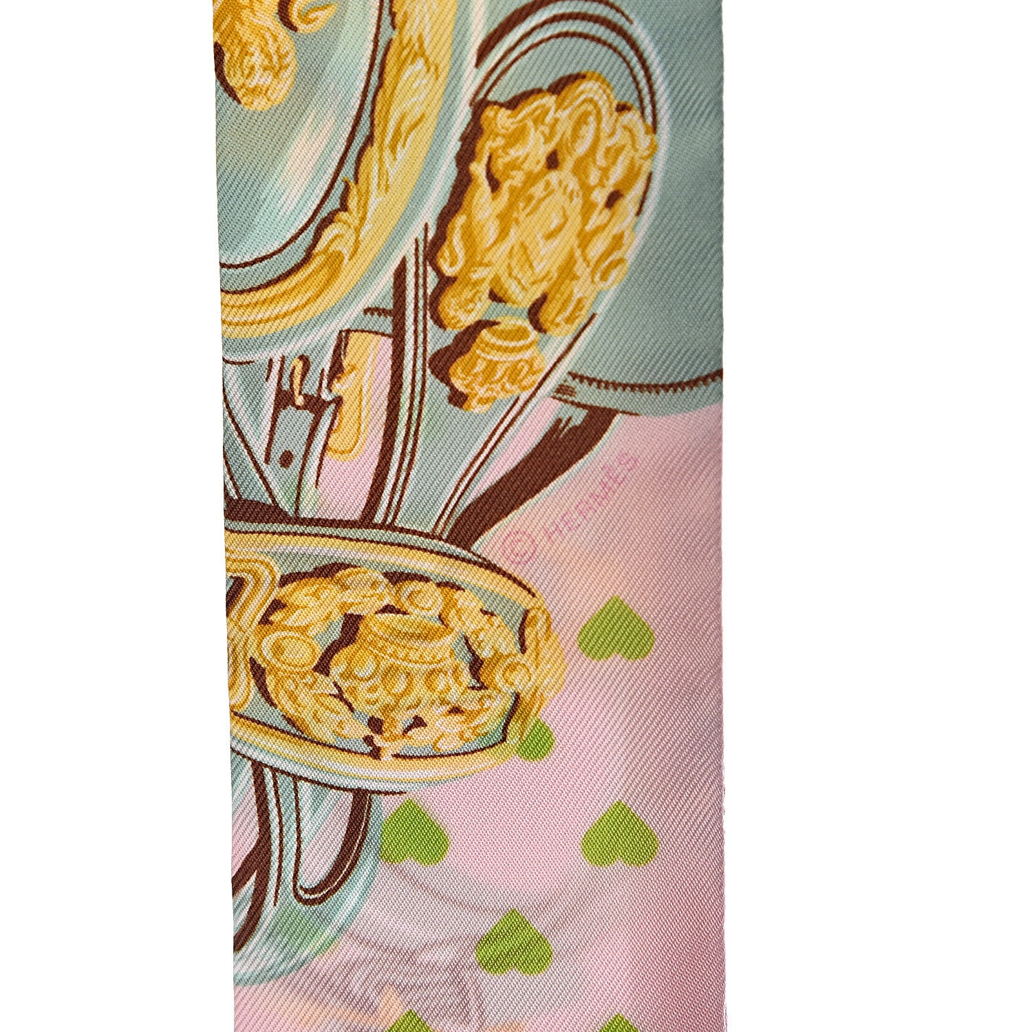 Hermes Silk Brides De Gala Love Twilly Parme Vert D Eau Vieux Rose 4 of 4