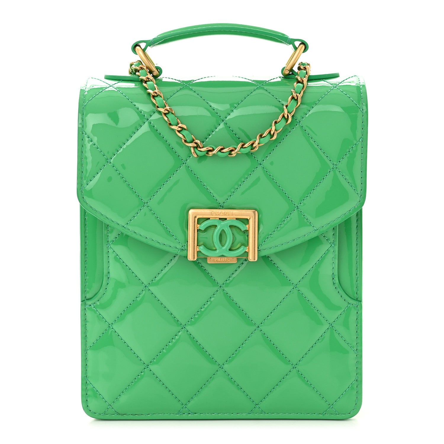 Chanel Patent Calfskin Small Flap Bag Green 1 of 11
