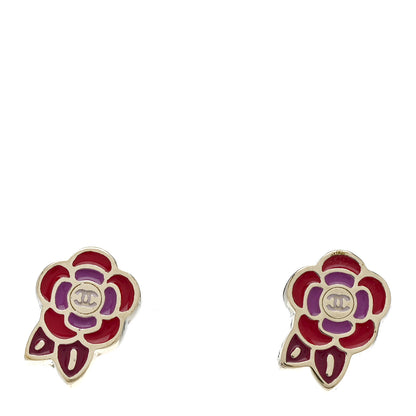Chanel Enamel CC Camellia Earrings Multicolor 1 of 4