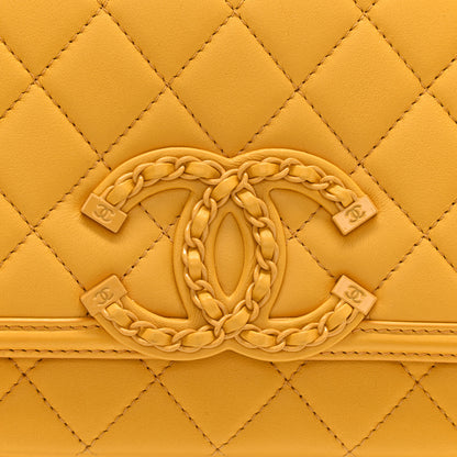 Chanel Lambskin Quilted Small CC Filigree Flap Yellow 8 of 11