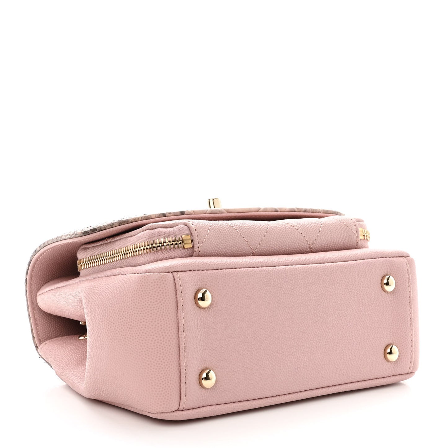 Snakeskin Caviar Quilted Small Business Affinity Flap Light Pink