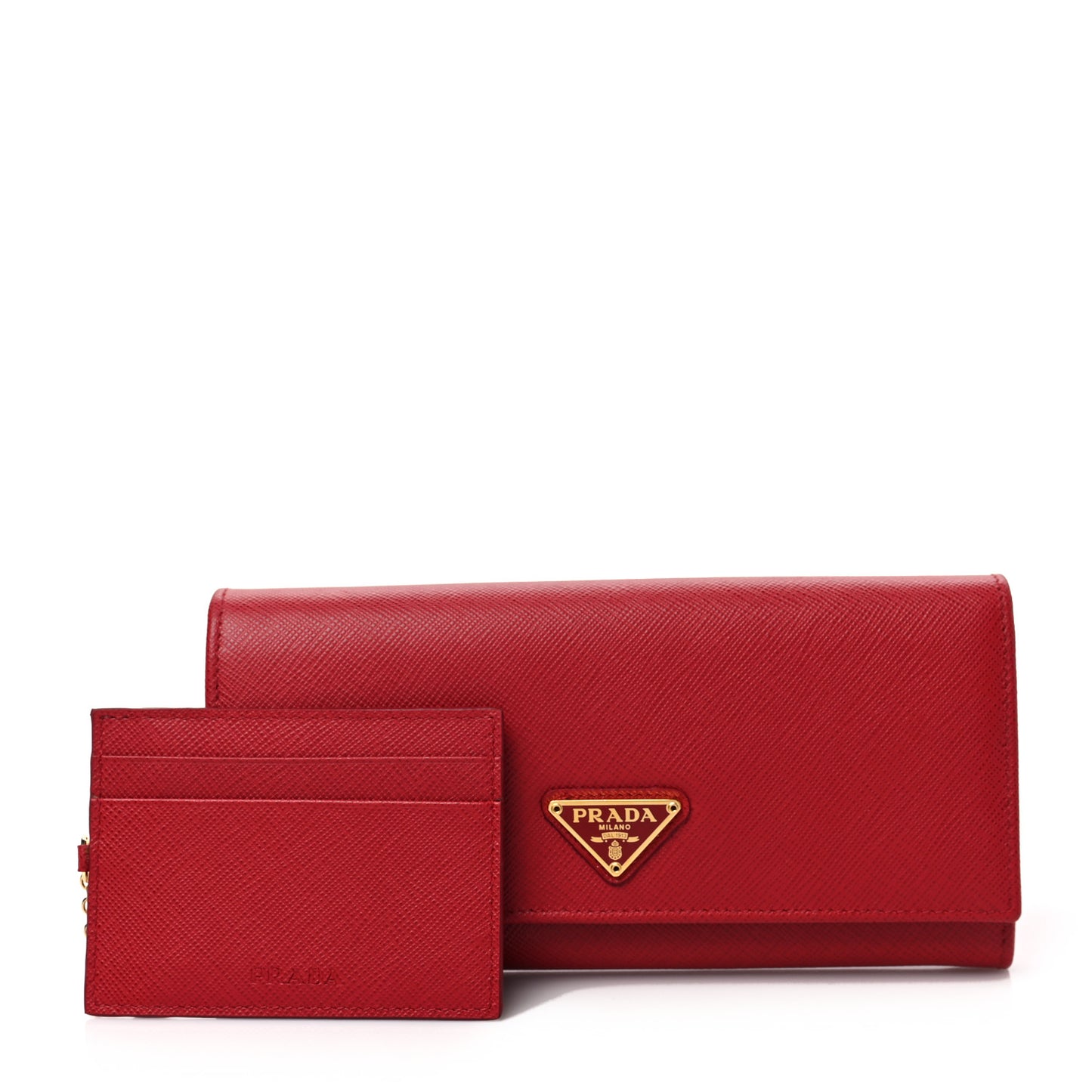 Saffiano Triangle Continental Flap Wallet Fuoco